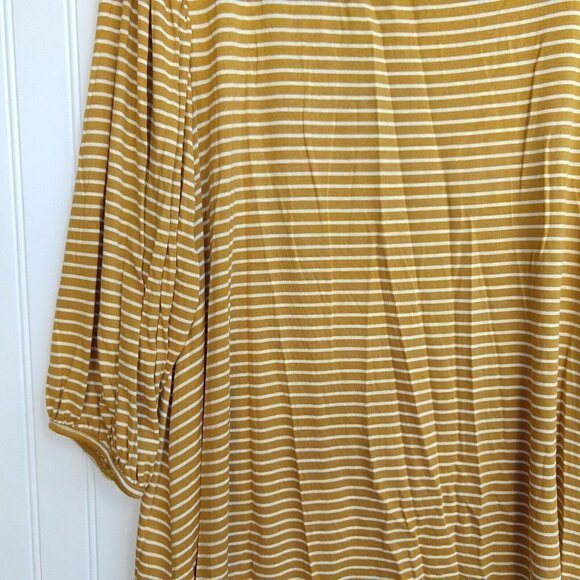 Paisley Raye "Violet" Yellow Stripe Print Top Plus Size 1X NWT USA 3/4 Sleeve - Picture 6 of 12